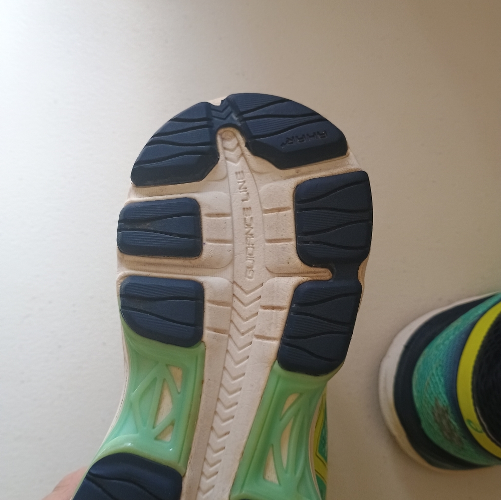 Asics Women's Teal Navy Neon Yellow Running Sneakers - Picture 10 of 12